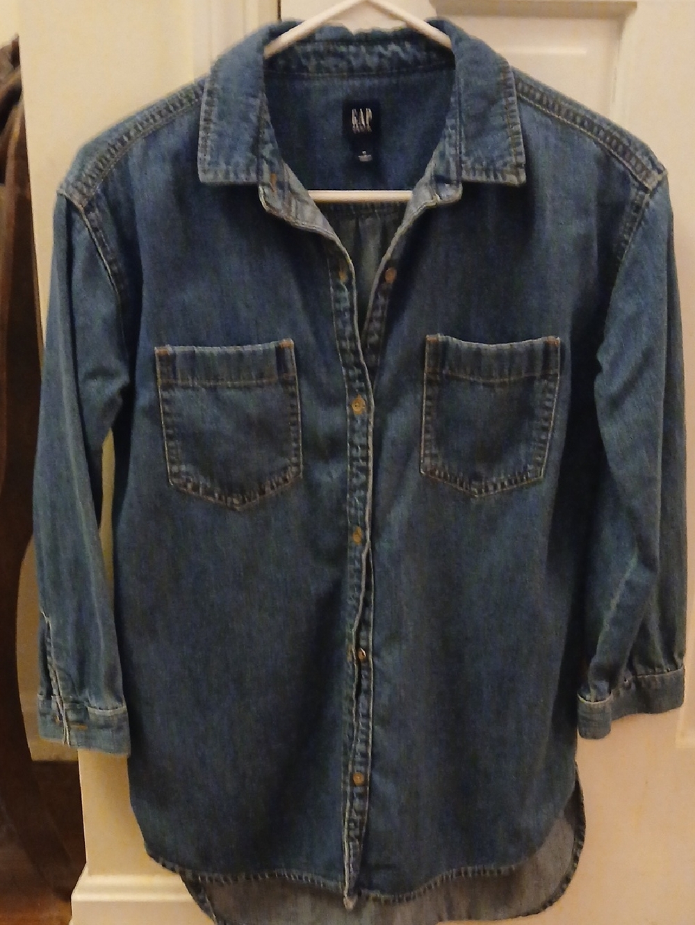 GAP Blue Denim Button-Front Shirt